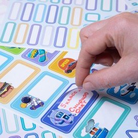 Наклейки бумажные "Подпишу всё" для мальчиков, НАБОР 4 листа А5, 113 наклеек, HATBER,