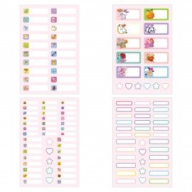 Наклейки бумажные "Подпишу всё" для девочек, НАБОР 4 листа А5, 113 наклеек, HATBER, 0