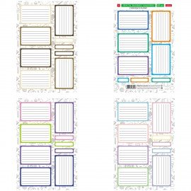 Наклейки бумажные ДЛЯ ТЕТРАДЕЙ, УЧЕБНИКОВ, НАБОР 4 листа А5, 35 шт., HATBER, 094083