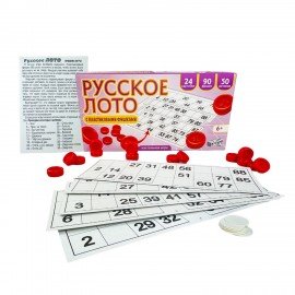 Русское лото классическое с пластиковыми бочонками, в картонной упаковке, Русский стиль