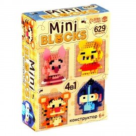 Конструктор пластиковый "Mini Blocks, Медвежонок", 4в1, 629 деталей, UNICON, 10906396