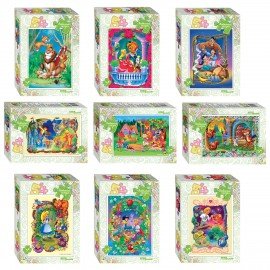 Пазл картонный 54 элемента, Любимые сказки, АССОРТИ, поле 18х13,5 см, STEP PUZZLE