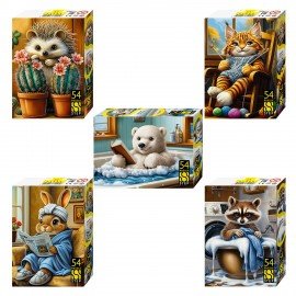 Пазл картонный 54 элемента, Время уюта, АССОРТИ, поле 18х13 см, STEP PUZZLE