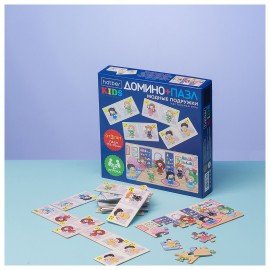 Игра настольная Домино + пазл, АССОРТИ, 2 сюжета, HATBER