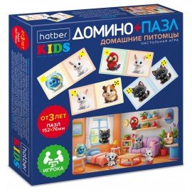 Игра настольная Домино + пазл, АССОРТИ, 2 сюжета, HATBER