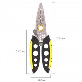 Плоскогубцы многофункциональные 25 в 1, 185 мм, нержавеющая сталь AISI420, ГРАНДМАСТЕР, PL-185, 671262