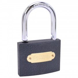 Замок навесной чугунный "Стандарт", ширина 75 мм, английский, 3 ключа, ГРАНДМАСТЕР, 671294