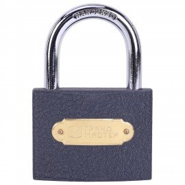 Замок навесной чугунный "Стандарт", ширина 75 мм, английский, 3 ключа, ГРАНДМАСТЕР, 671294