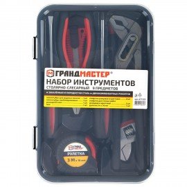 Набор инструментов столярно-слесарный, 9 предметов, пластиковый бокс, ГРАНДМАСТЕР, 671325