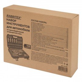 Набор инструментов для автомобиля, 108 предметов, пластиковый кейс, RABBITEX, 671339