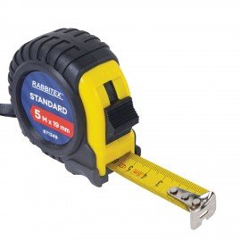 Рулетка измерительная 5м х 19мм, обрезиненный корпус, с фиксатором, RABBITEX Standard, 671349