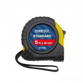 Рулетка измерительная 5м х 19мм, обрезиненный корпус, с фиксатором, RABBITEX Standard, 671349