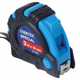 Рулетка измерительная 3м х 16мм, обрезиненный корпус, 3 фиксатора, RABBITEX Special, 671353