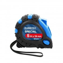 Рулетка измерительная 5м х 19мм, обрезиненный корпус, 3 фиксатора, RABBITEX Special, 671354