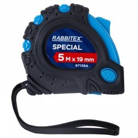 Рулетка измерительная 5м х 19мм, обрезиненный корпус, 3 фиксатора, RABBITEX Special, 671354