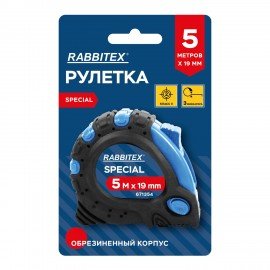 Рулетка измерительная 5м х 19мм, обрезиненный корпус, 3 фиксатора, RABBITEX Special, 671354
