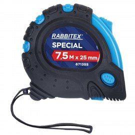 Рулетка измерительная 7,5м х 25мм, обрезиненный корпус, 3 фиксатора, RABBITEX Special, 671355