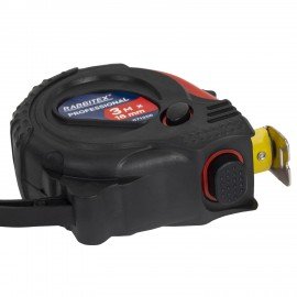 Рулетка измерительная 3м х 16мм, обрезиненный корпус, 3 фиксатора, RABBITEX Professional, 671356