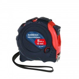 Рулетка измерительная 5м х 19мм, обрезиненный корпус, 3 фиксатора, RABBITEX Professional, 671357