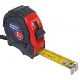 Рулетка измерительная 5м х 19мм, обрезиненный корпус, 3 фиксатора, RABBITEX Professional, 671357