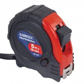 Рулетка измерительная 5м х 19мм, обрезиненный корпус, 3 фиксатора, RABBITEX Professional, 671357