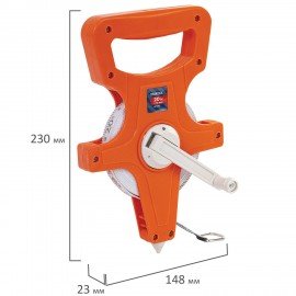 Рулетка геодезическая 20м х 13мм, лента фибергласс, открытый корпус, RABBITEX, 671366