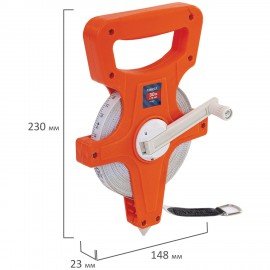 Рулетка геодезическая 30м х 13мм, лента фибергласс, открытый корпус, RABBITEX, 671367