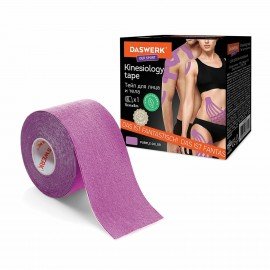 Кинезио тейп/лента для лица и тела, омоложение и восстановление, 5 см х 5 м, фиолетовый, DASWERK, 680005