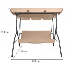 Качели садовые DASWERK "COMFORT SC-003", 3 места, Ш170хГ110хВ153, мягкое сиденье, кофейный, 680052