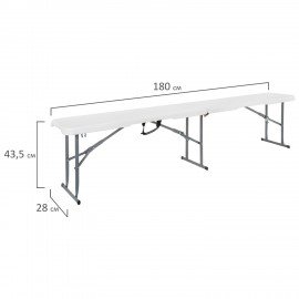 Скамья складная NOSTRESS Country FB-005 (ш1800*г280*в435мм), пластик HDPE белый, xxxx, 680058