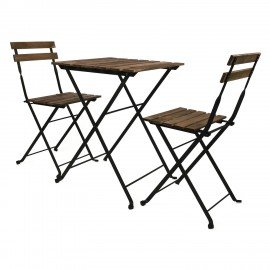 Комплект складной мебели (стол и 2 стула) NOSTRESS Woodstock FS-003A, металл черный,, 680060