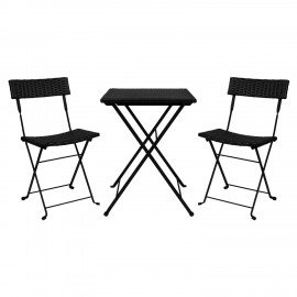Комплект складной мебели (стол и 2 стула) NOSTRESS Wicker FS-020, металл черный, иск., 680061