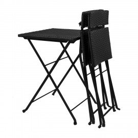 Комплект складной мебели (стол и 2 стула) NOSTRESS Wicker FS-020, металл черный, иск., 680061