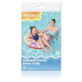 Надувной круг для плавания "Лето" диаметр 91см, от 10 лет, до 80 кг, АССОРТИ, BESTWAY, 36084