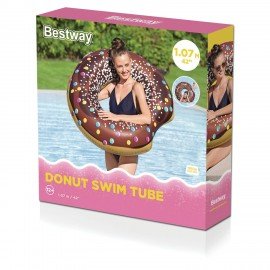 Надувной круг для плавания "Пончик" диаметр 107 см, от 12 лет, до 100 кг, АССОРТИ, BESTWAY, 36118