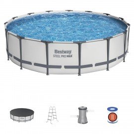 Каркасный бассейн, фил.-насос 3028л/ч, лестница, тент "Steel Pro Max"457х107см, 14970, 56488