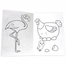 Книжка-раскраска А4 эконом, ЖИВОТНЫЕ, 195х276 мм, 16 стр., ПП, 8335-4