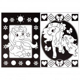 Книжка-раскраска ВОЛШЕБНЫЙ ЧЕРНЫЙ, ЕДИНОРОЖКИ, 200х280 мм, 16 страниц, BK, Р-0910