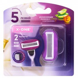 Кассеты для бритвенного станка многоразового женского, 5 лезвий, 2 кассеты, X-ONE, 700022