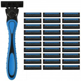 Бритвенный станок многоразовый мужской, 3 лезвия, 31 кассета, синий, X-ONE, 700024