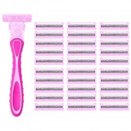 Бритвенный станок многоразовый женский, 3 лезвия, 31 кассета, розовый, X-ONE, 700025