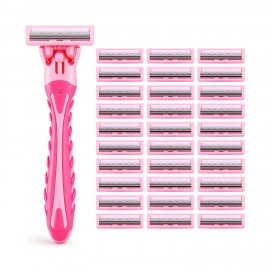 Бритвенный станок многоразовый женский, 3 лезвия, 31 кассета, розовый, X-ONE, 700025