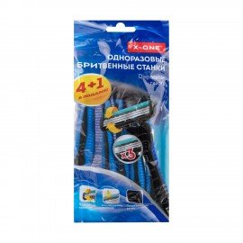 Бритвенные станки одноразовые, 3 лезвия, увлажняющая полоска, плавающая головка, 5 шт., синий, X-ONE, 700036