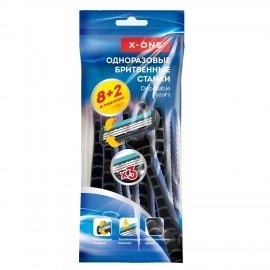 Бритвенные станки одноразовые, 3 лезвия, увлажняющая полоска, плавающая головка, 10 шт., синий, X-ONE, 700037