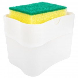 Диспенсер/дозатор для моющего средства, органайзер + губка, БЕЛЫЙ, 7х14х11см, ЛЮБАША, 700039