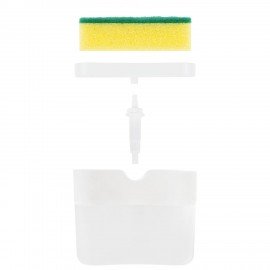 Диспенсер/дозатор для моющего средства, органайзер + губка, БЕЛЫЙ, 7х14х11см, ЛЮБАША, 700039