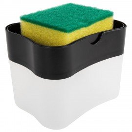 Диспенсер/дозатор для моющего средства, органайзер + губка, ЧЕРНЫЙ, 7х14х11см, ЛЮБАША, 700040