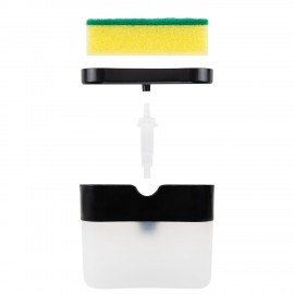 Диспенсер/дозатор для моющего средства, органайзер + губка, ЧЕРНЫЙ, 7х14х11см, ЛЮБАША, 700040