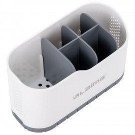 Стакан органайзер для зубных щеток и пасты, БЕЛЫЙ, 9х19х12см, LAIMA HOME, 700047