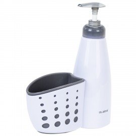 Дозатор для моющего средства, органайзер кухонный + губка, БЕЛЫЙ, 8х20х16см, LAIMA HOME, 700048